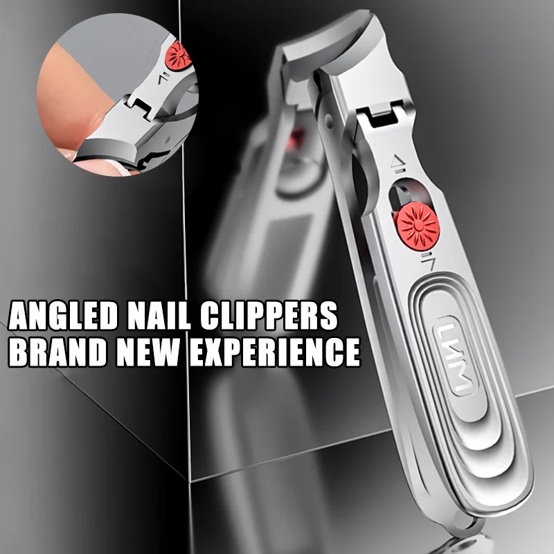 

1 piece nail clippers, silver large opening splash-proof bevel, ergonomic nail clippers with finger file, non-slip handle