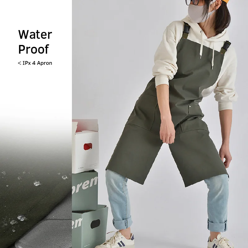 

Waterproof Coffee Restaurant Canvas Apron, Pure Cotton Cover, Work Suit, Bib, Kitchen Uniform, Factory, Korean, Japanese, Pina