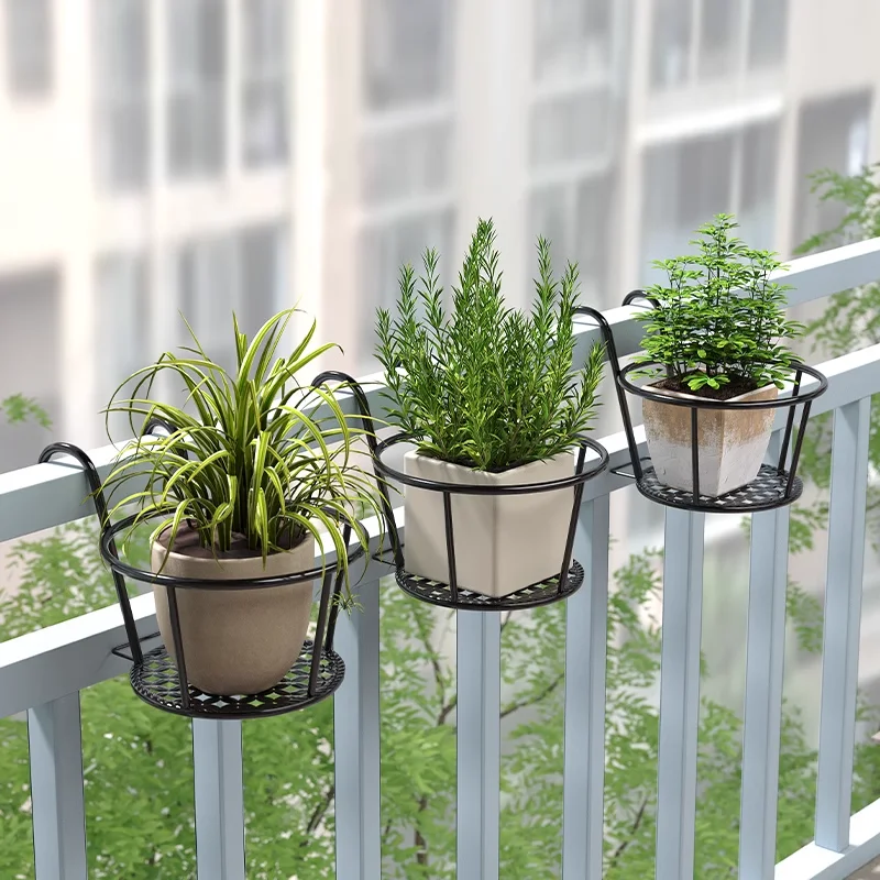 

Balustrade hanging flower rack storage rack balcony flower pot rack hanging guardrail succulent wrought iron flower pot
