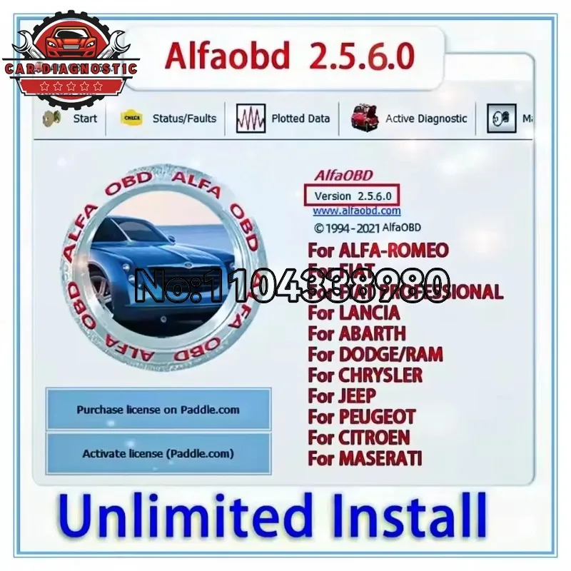 Car Diagnosis AlfaOBD v 2.5.6.0 for Windows Full Licensed for Alfa Fiat Lancia Abarth Dodge RAM Chrysler Jeep Peugeot Citroën