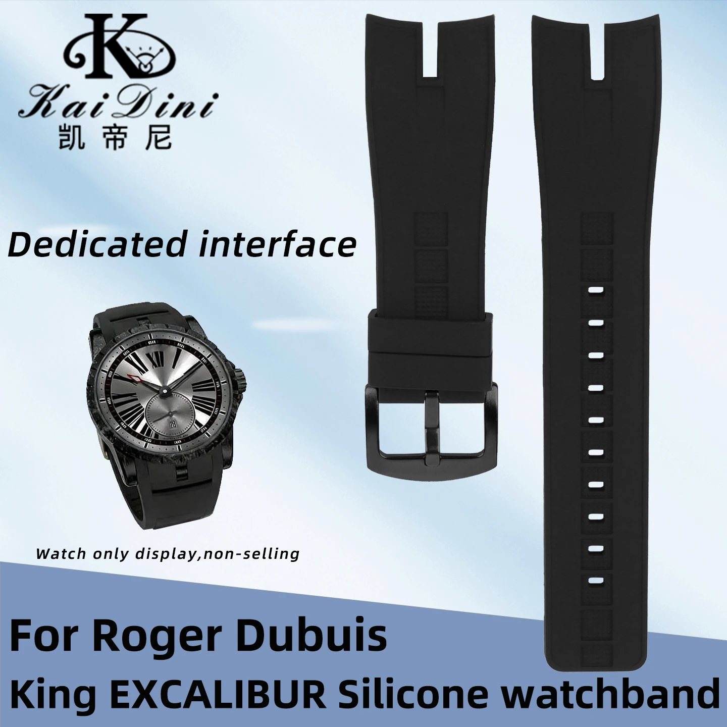 Silicone Watchband for Roger Dubuis King EXCALIBUR Notch Dedicated Bracelet Men's Waterproof Watch strap 26mm balck Accessories