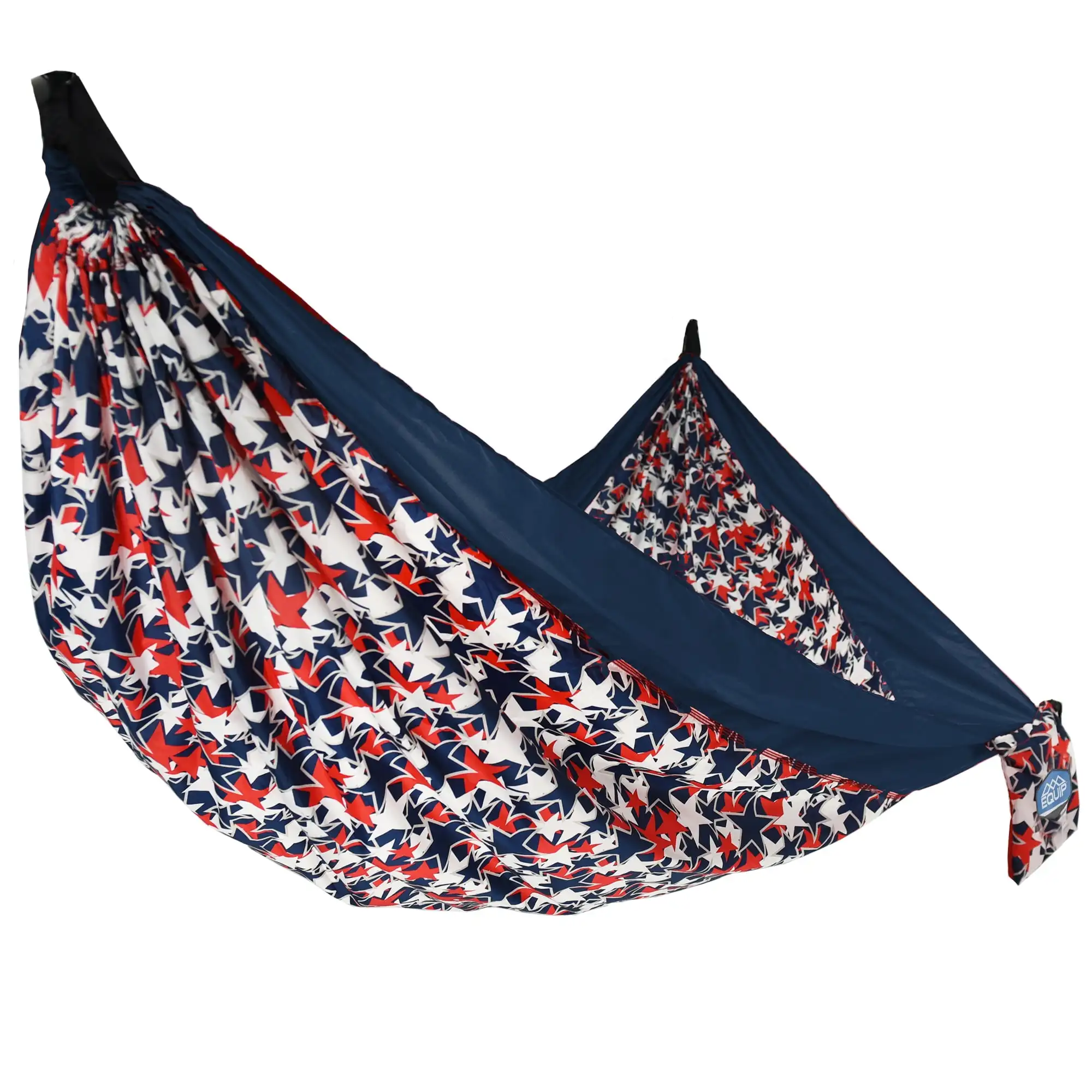 

Nylon Camping Travel Hammock, 2 Person, Printed With Navy Band, Size 124" L x 77" W