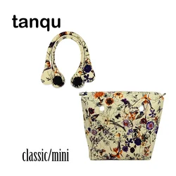 New TANQU Waterproof Faux PU Leather Floral Insert Inner Pocket Plus Handle for Classic Mini Obag O Bag Women Handbag