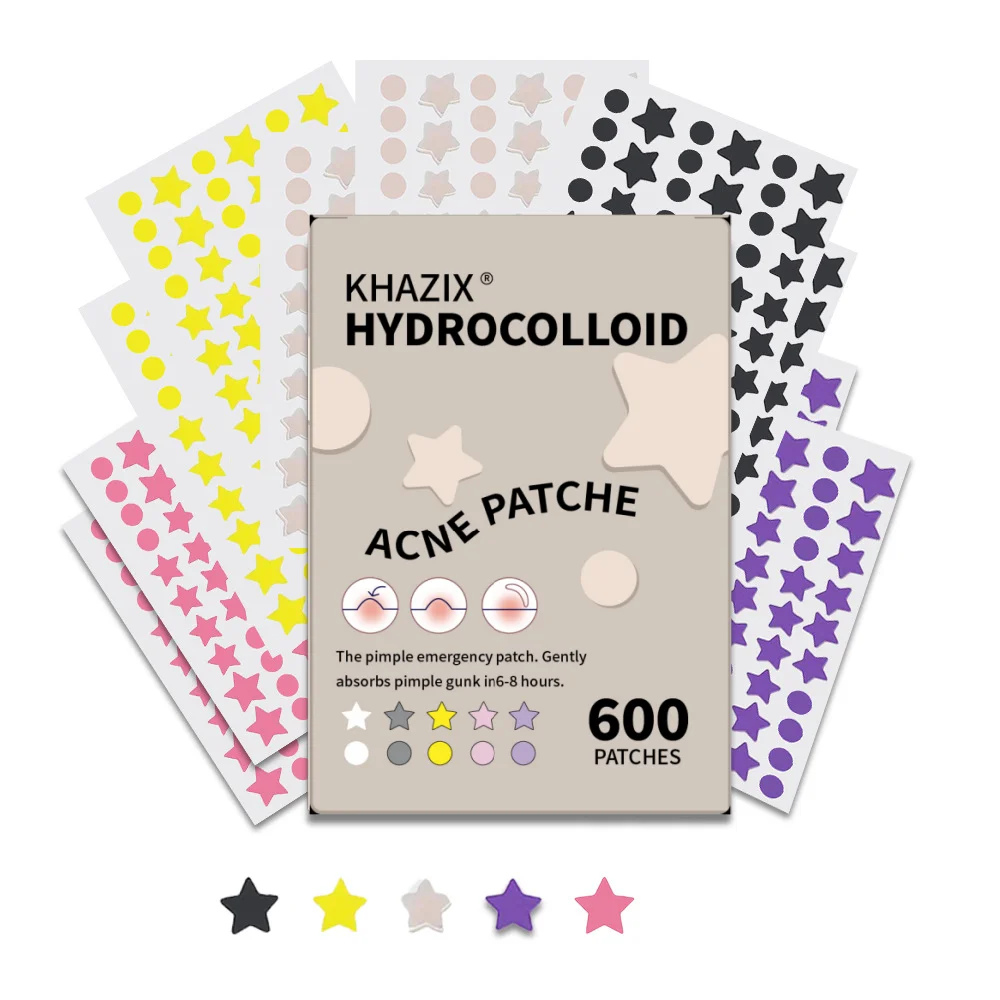 5 ألوان من رقع النجوم والدوائر البثور للوجه الغروانية المائية، 600 رقعة، رقعة حب الشباب الغروانية المائية، النجوم والدوائر اللطيفة Pi