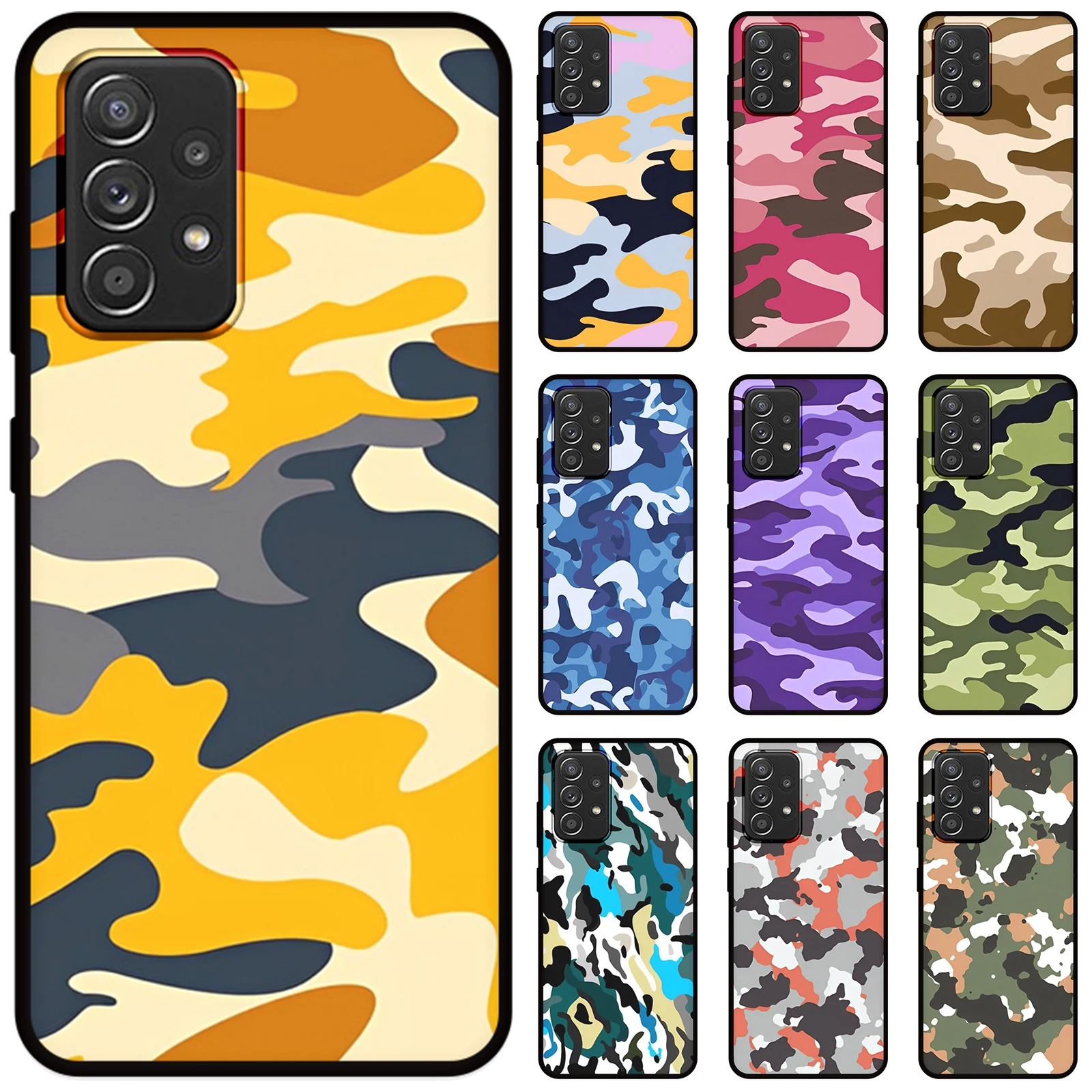 Caixa Do Telefone Para Samsung Galaxy A50 JURCHEN A20 A30 A10 A70 A60 A40 M10 M20 M30 M40 A20E A10E A70E Militar Camuflagem Do Exército Impressão