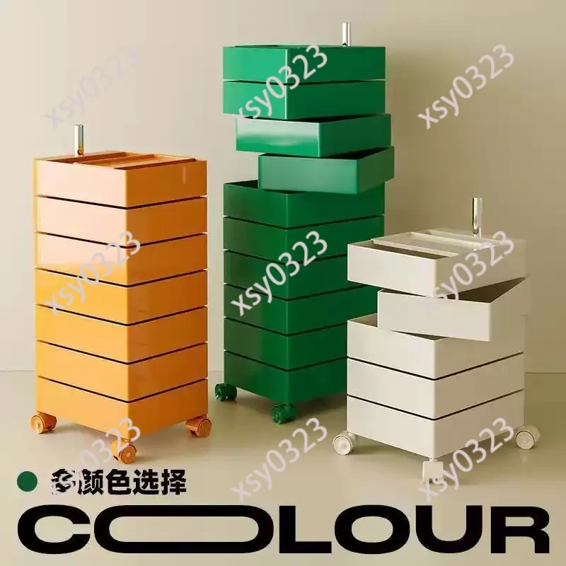 Rolling Storage Cabinet with Drawers Stackable Mobile Organizer for Bedroom Living Room - Multi-Functional Compact Design