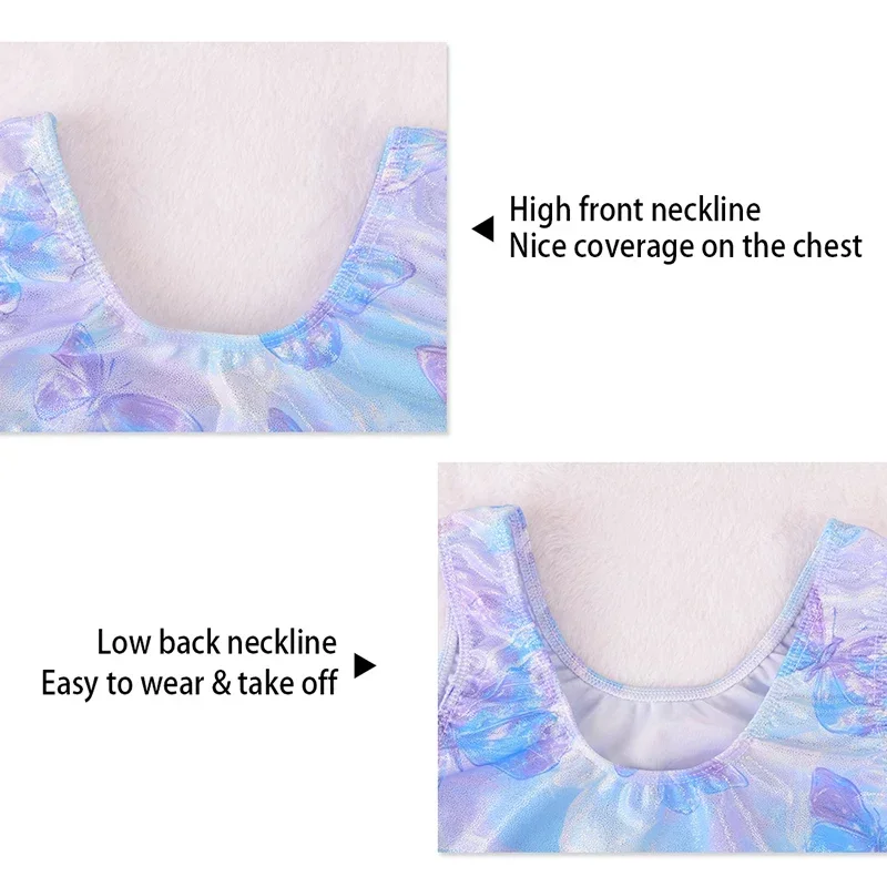 Gymnastics Leotards for Girls Two-Piece Shiny Sleeveless Biketards Activewear With Hairband for gymnastic performance