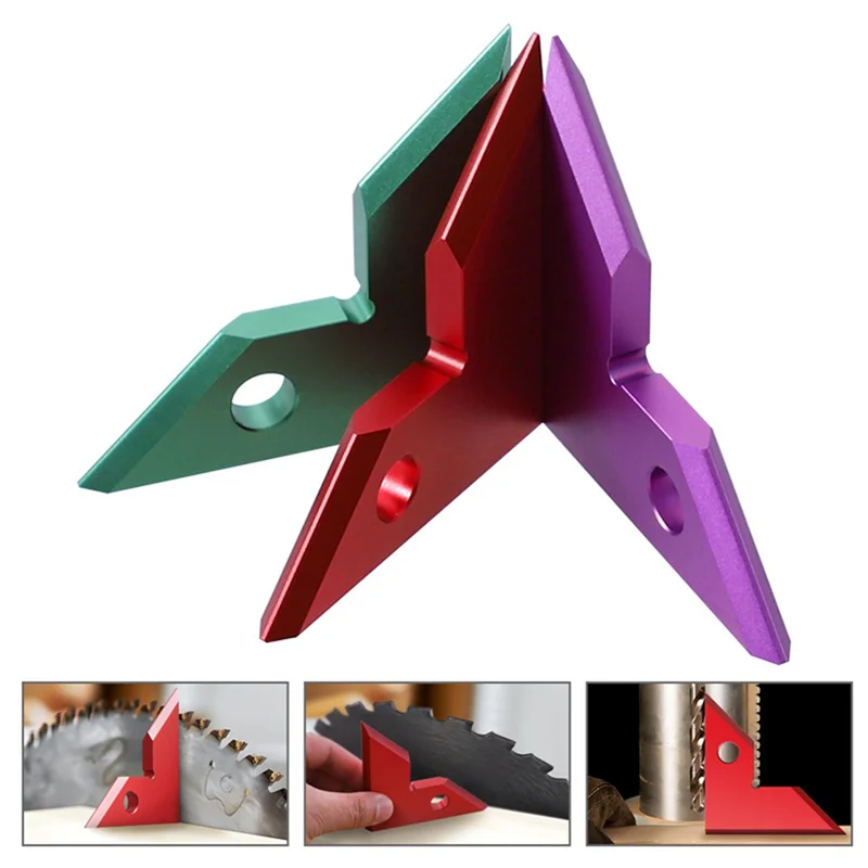 알루미늄 합금 목공용 고정밀 나이프 엣지 앵글 룰러 45/90 °   내부 외부 겸용 만능 각도자, 내구성 있는 그린-T