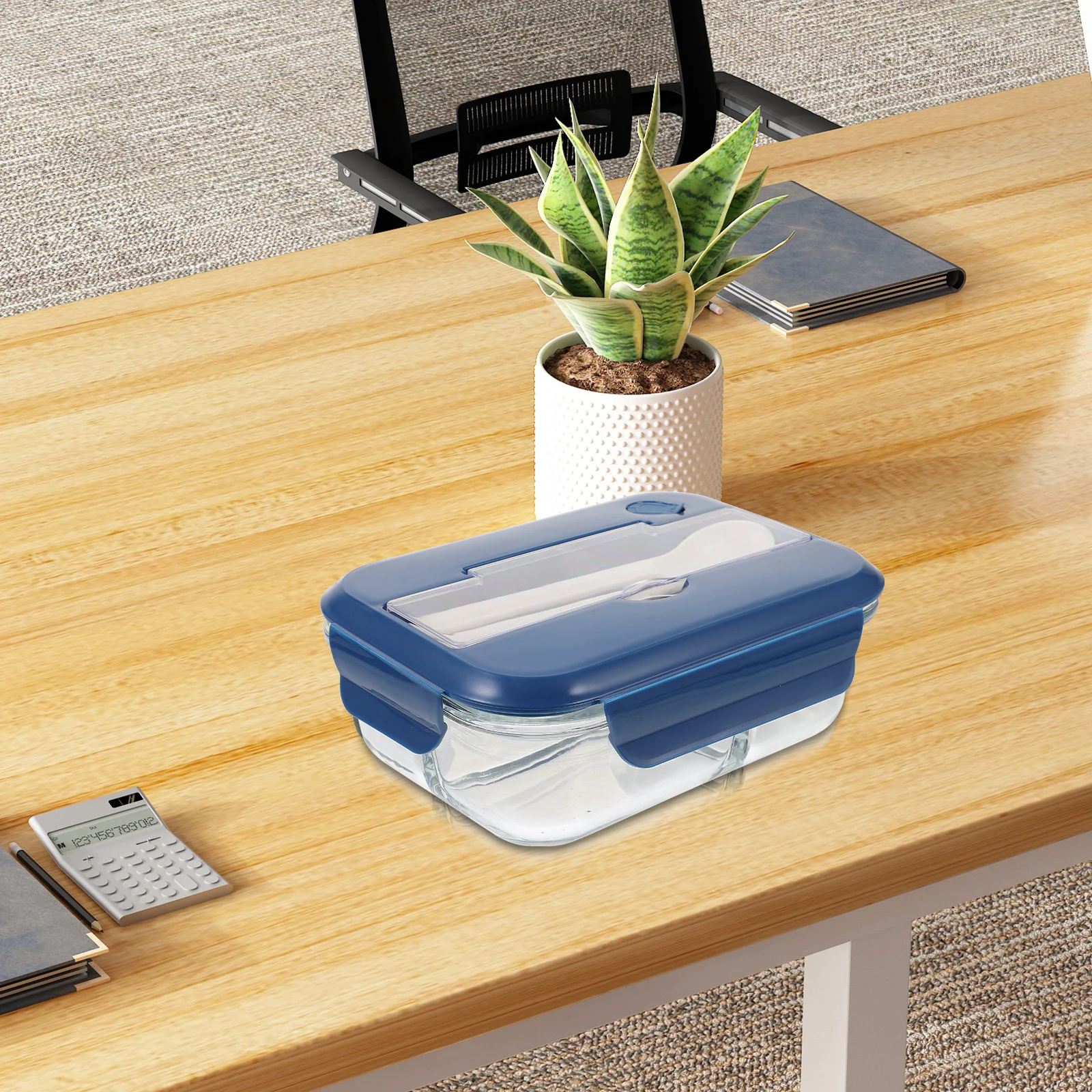 

Glass Food Box Microwaveable Portable Lunch Container Leak-Proof Bento Box For Office Outdoor Camping Reusable Storage