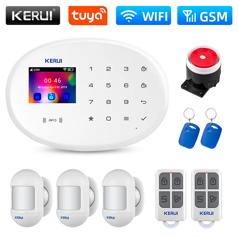 kerui home kit sistema de alarme w202 unidade principal gsm wifi protecao de seguranca de alarme tuya app inteligente suporte alexa sensor de movimento 01