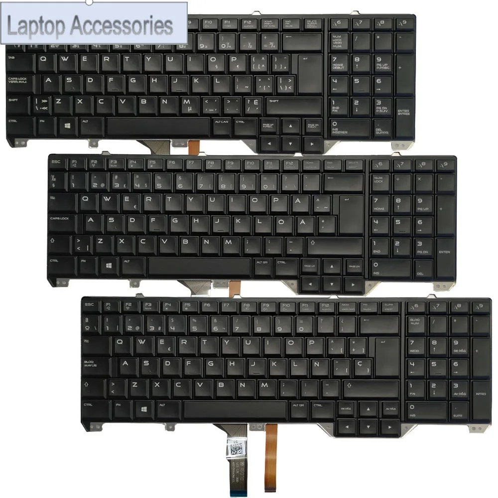 

Новая Швеция/Канадская французская/испанская клавиатура с подсветкой для Dell Alienware 17 R1 17 R2 17 R3 M17 R1 M17 R2 M17 R3 с подсветкой