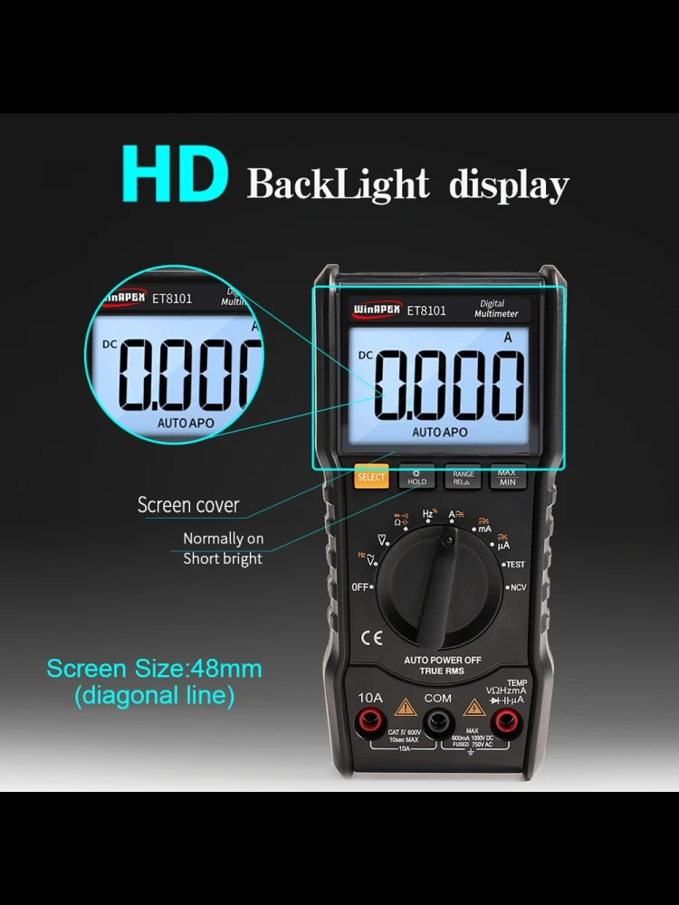 AliExpress meterk ET8101 Digital Multimeter True RMS Full Protection AC/DC Voltage Current Resistance Capacitance Frequency Duty Cycle NCV Tester