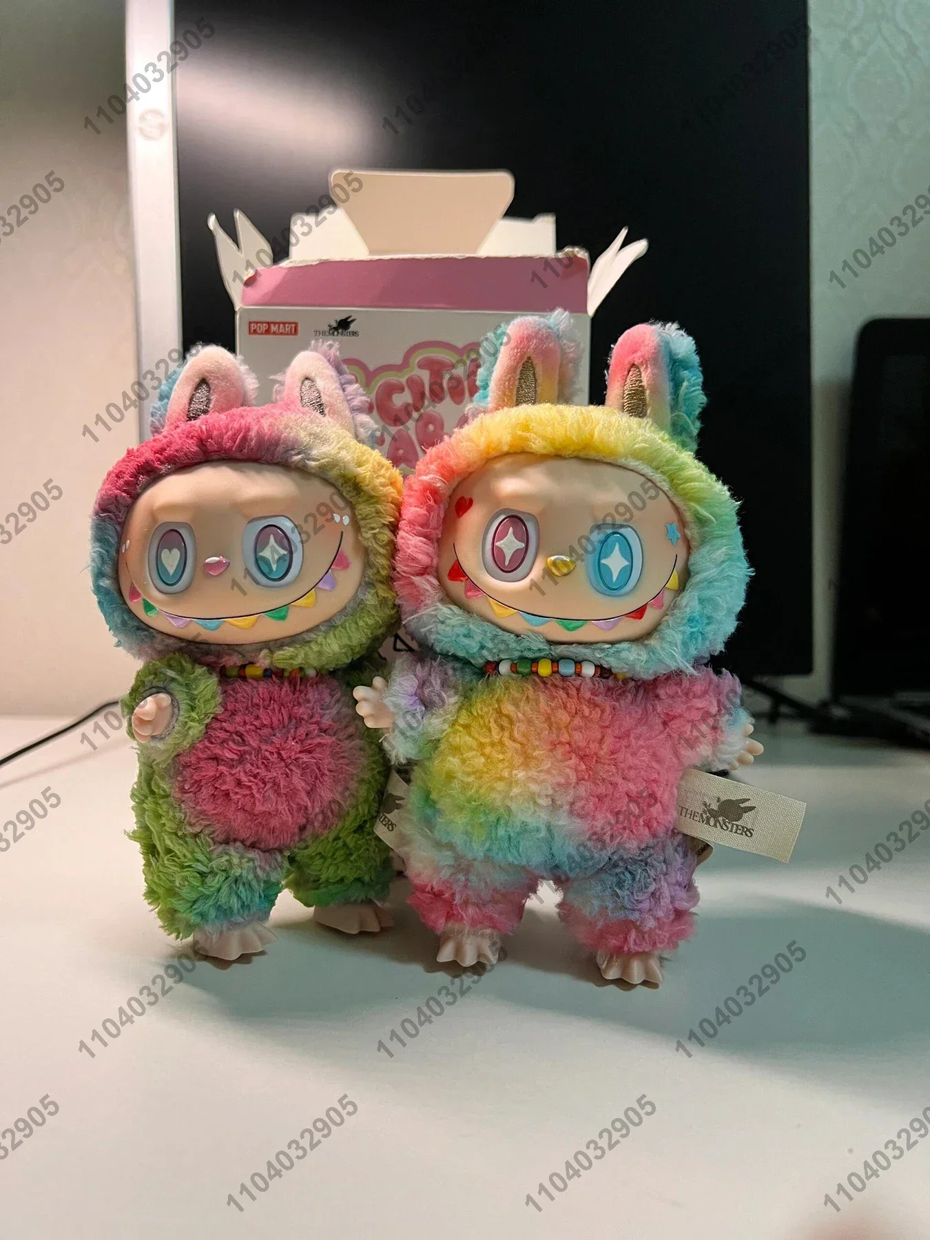 Labubu les monstres arc-en-ciel série macaron passionnant poupée Transformation vinyle peluche poupée figurine d'action sac pendentif à breloque cadeau