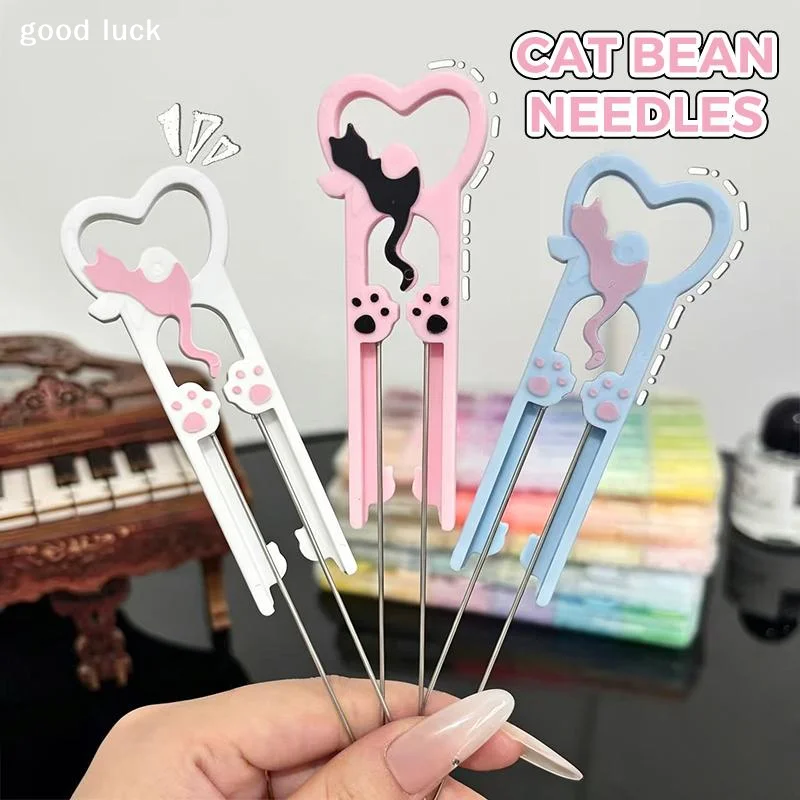 Answer3D Printing Kitten Perler Bead Tweezers Handmade Multifun Collage Beans Needle Handheld Double Needles Perler Bead Tweezer