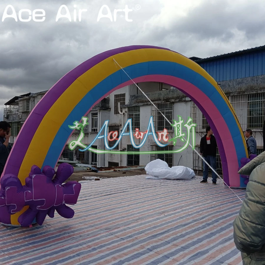 Entrada inflável inflável da porta do arco do arco do arco-íris de 6.4x3.2m para a decoração interna exterior do festival da festa