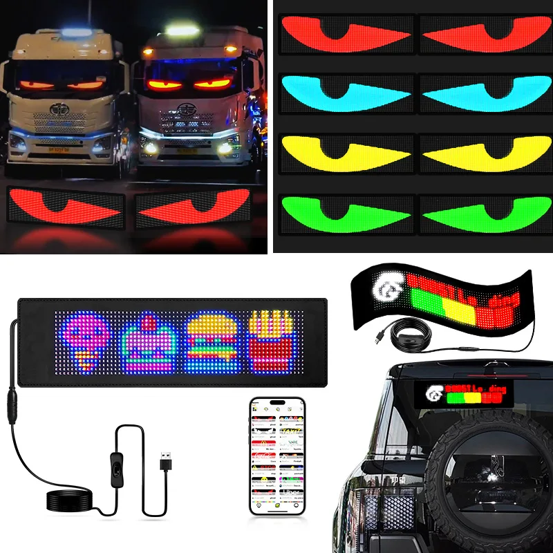 Car Flexible Led Demon Eye Display Screen Windshield Smart App Control Scrolling Devil Eyes Screen