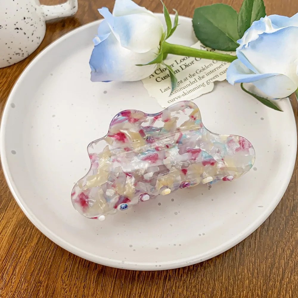 

Solid Color Fresh Acetate Hair Claw Hair Clip Shark Clip Cloud Shape Shark Clip Hairpin Geometry Tortoiseshell Hair Claw Female