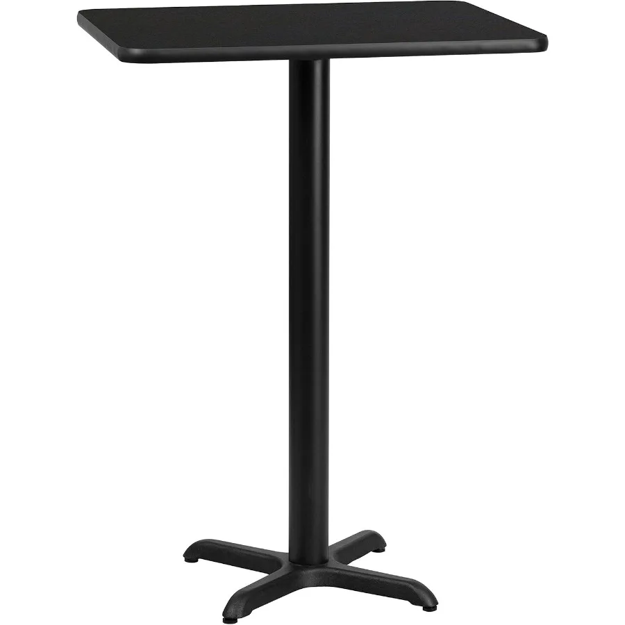 Stiles 24'' x 30'' Rectangular Black Laminate Table Top with 22'' x 22'' Bar Height Table Base