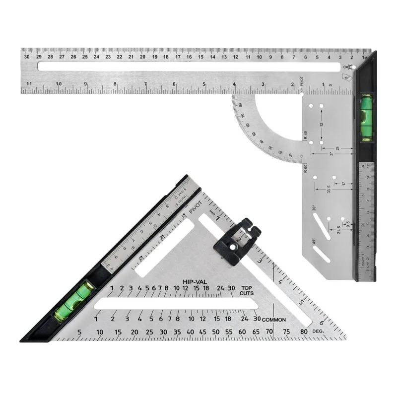 

High Precision Stainless Steel Woodworking Right Angle Ruler,7-inch/12-inch Detachable and Adjustable Angle Triangle Ruler