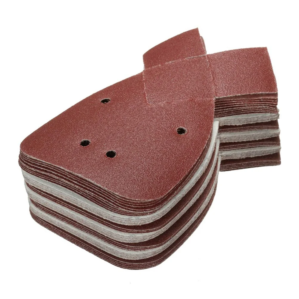 

40pcs Triangle Sanding Discs Rabbit Ear Brushed Piece Hook Loop Sandpaper Non Woven Cleaning Finishing Blending Polishing Pads