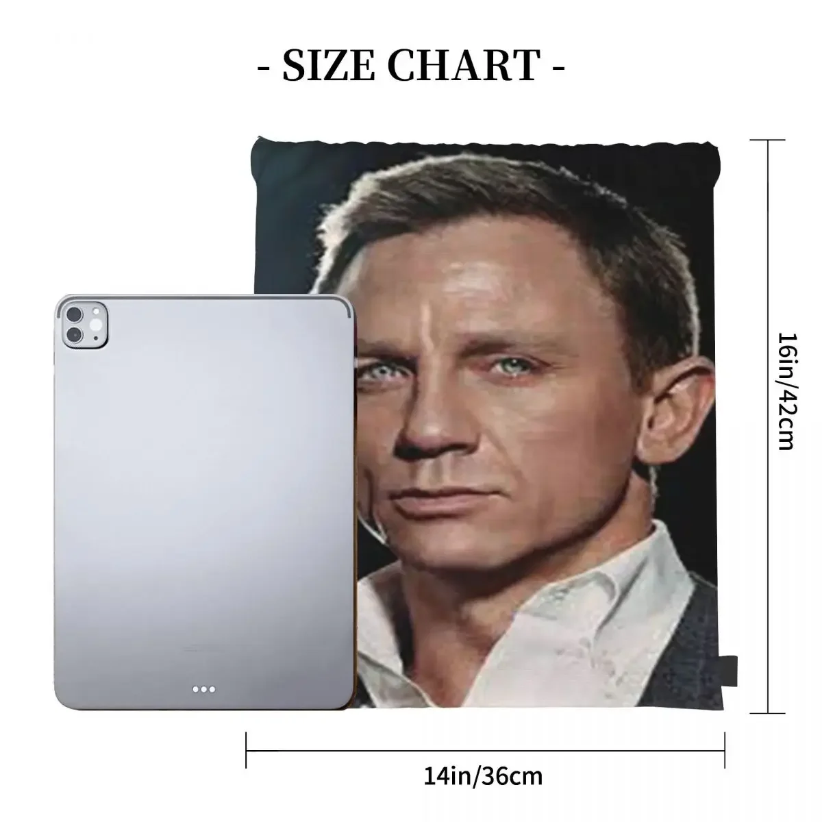 Daniel Craig - Poster Backpacks Portable Drawstring Bags Drawstring Bundle Pocket Sundries Bag BookBag For Travel Students