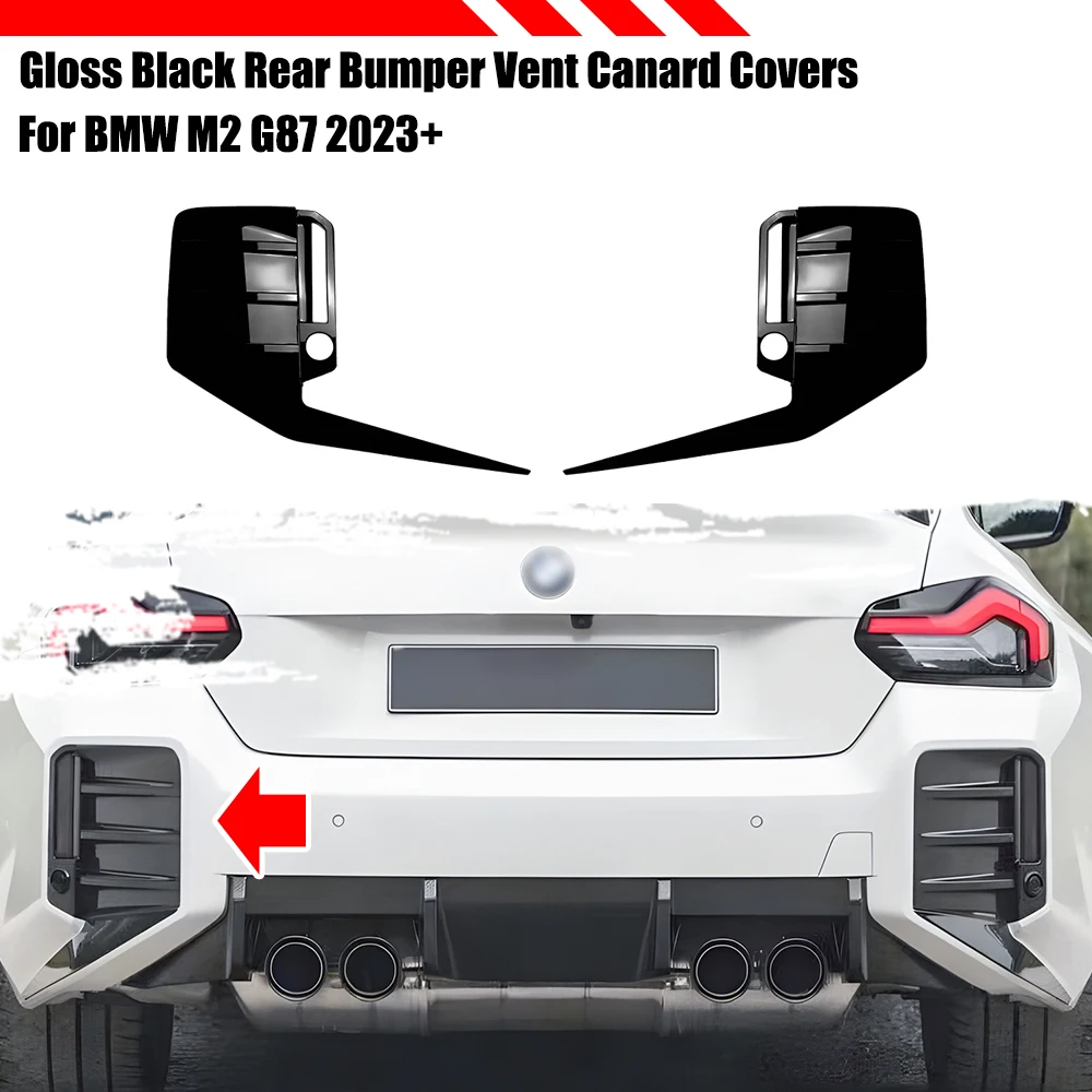 

For BMW M2 G87 2023 2024 Rear Foglight Frame ABS Gloss Black /Carbon Fiber Style Rear Side Bumper Wind Knife Trim Cover