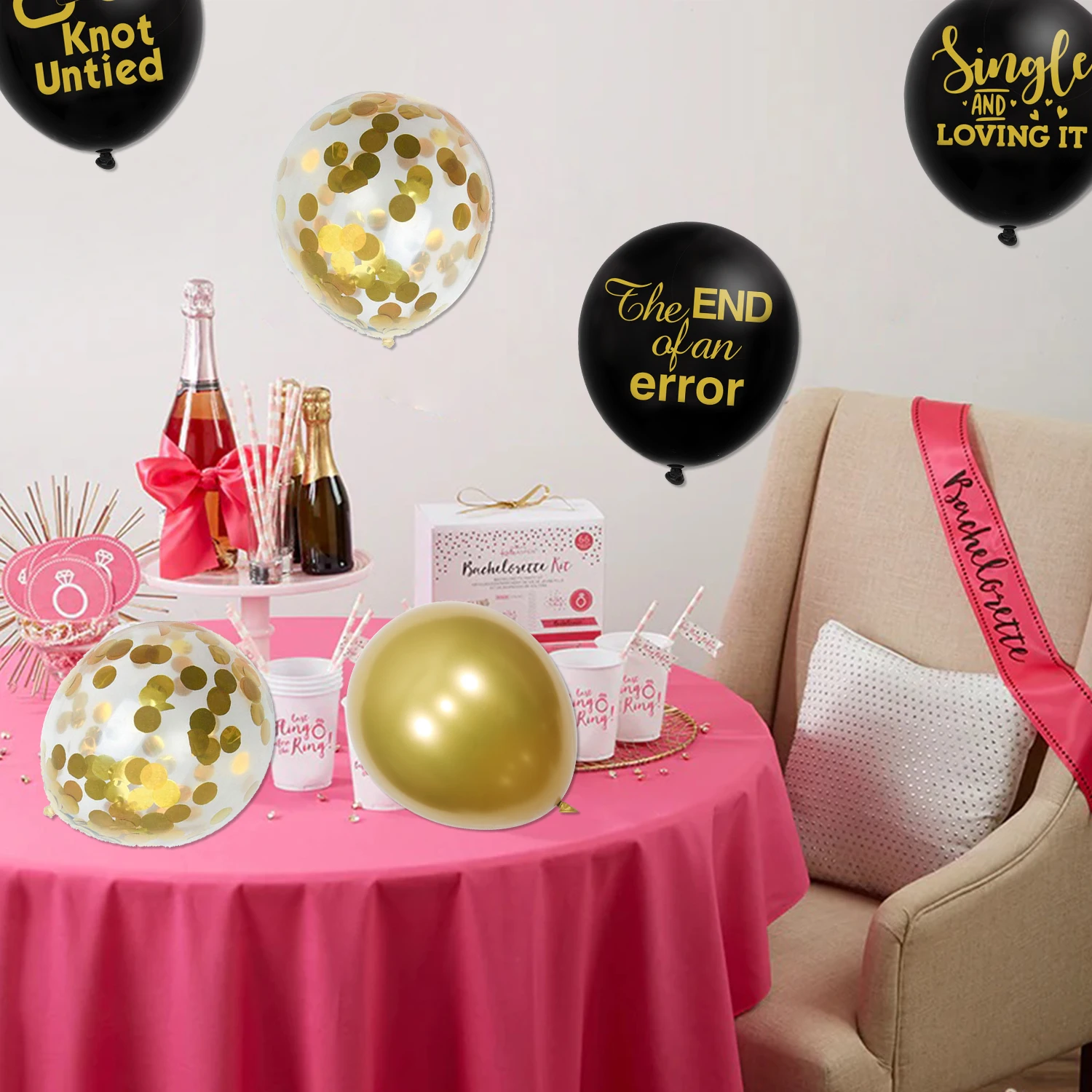 27PCS Black and Gold Divorce Theme Balloon Set for Party Decoration