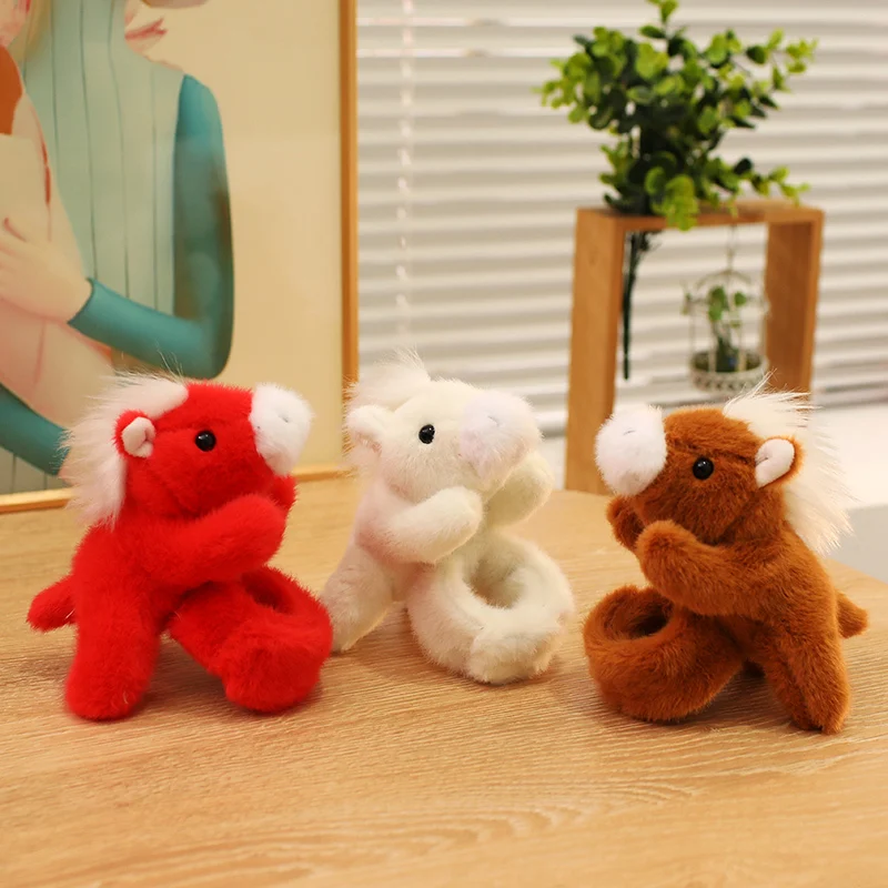 3 ألوان الإبداعية الحيوانات المحشوة الحصان بابا دائرة لعبة ملفوفة حول الذراع ألعاب الدمى للبنين بنات السنة الجديدة هدية عيد ميلاد