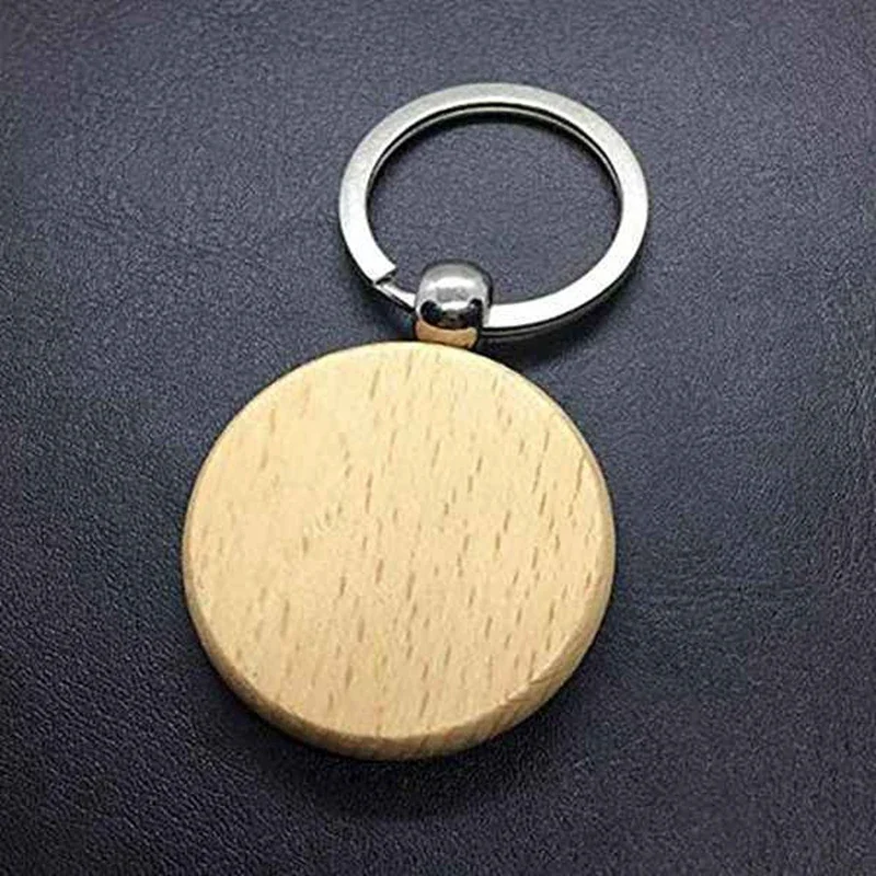 Blank Round Wooden Key Chain, DIY Wood Keychains, Can Engrave, Gifts, 100Pcs