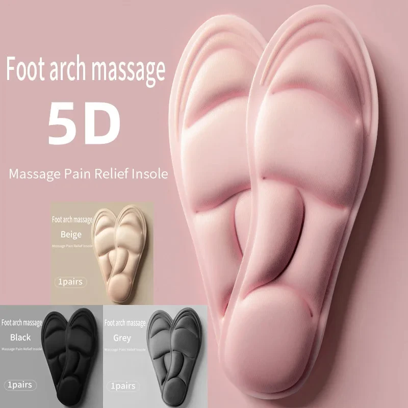 5D Gewölbestütze Massage-Einlegesohlen Memory-Schaum Komfort Weiche Einlagen Schweißabsorbierend Atmungsaktive Fußpolster Plantarfasziitis-Kissen