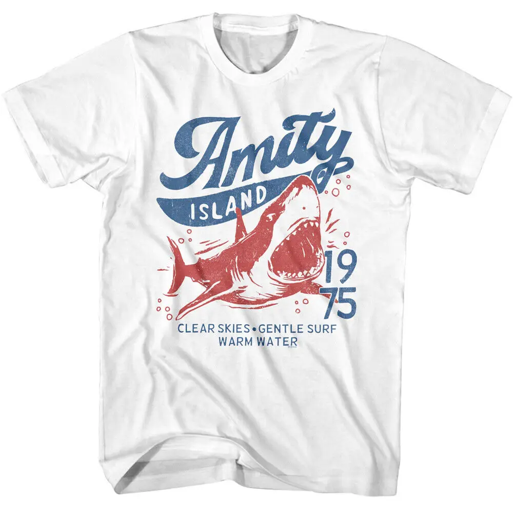 Jaws Shark Men'S T Shirt Amity Island 1975 Clear Skies Gentle Surf Warm