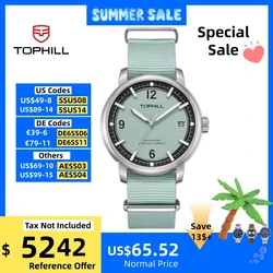 TOPHILL 42mm Retro Simple Style Epson VX62E Men Quartz Watch Sapphire Crystal C3 Luminous 3H Date Window 5Bar TD009G
