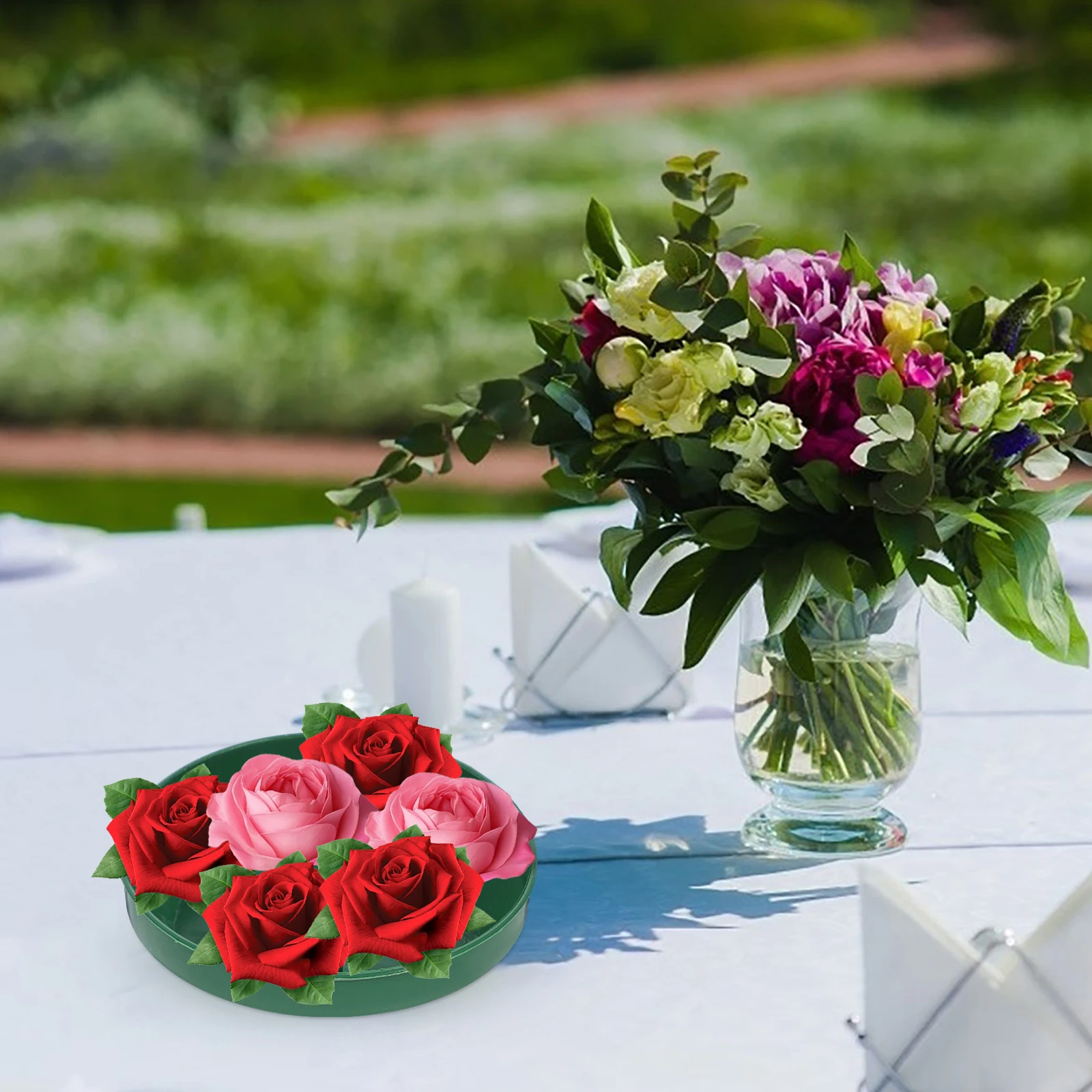 

10 Pcs Flower Arrangement Container Plate for Floral Arrangements Tray Supplies Round