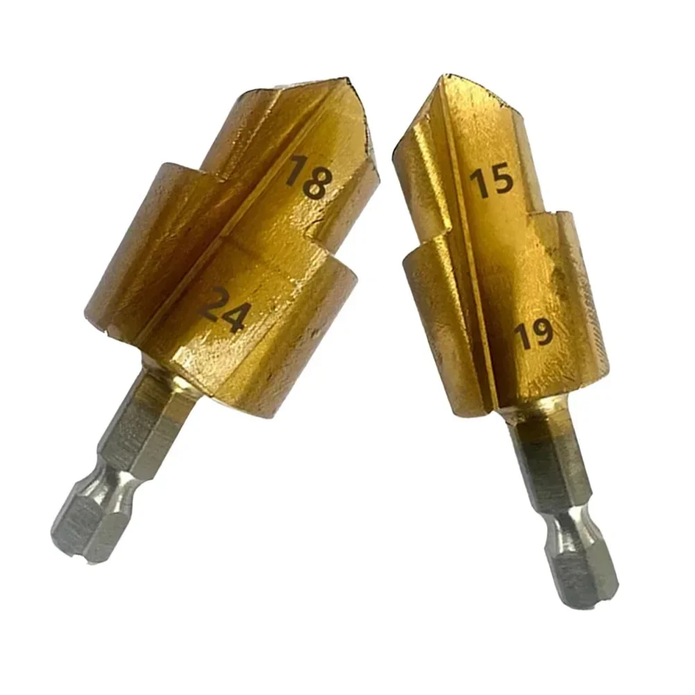 PPR Lifting Stepped Drill Bit Hex Shank Water Pipe Tool 6 35mm Handle HSS Material Gold Color Size 61x6 35x22mm