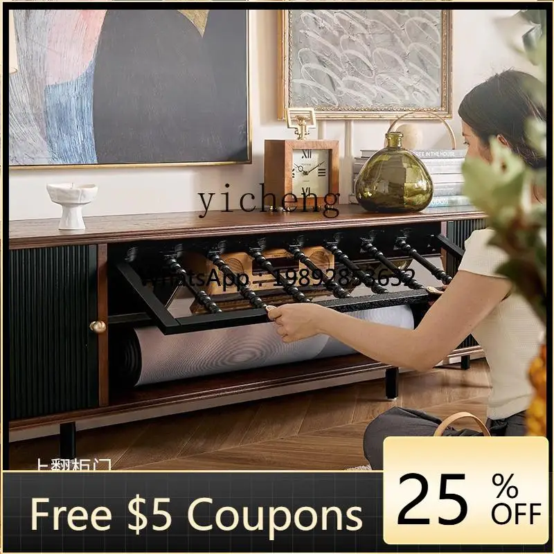 

French retro TV cabinet storage locker solid wood living room medium antique floor TV table