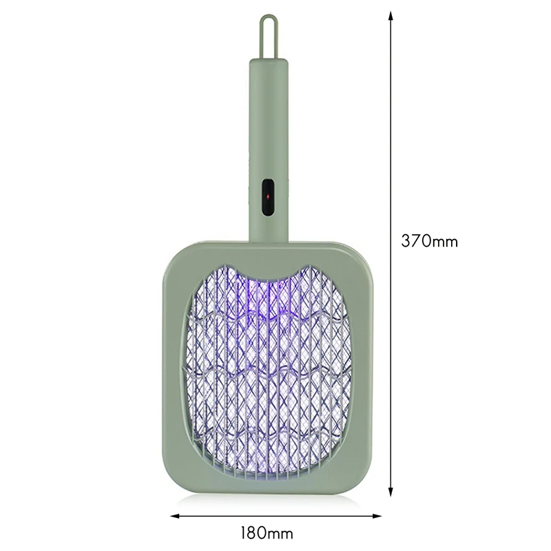 Electric Mosquito Swatter 2-In-1 Electric Bug Zapper Racket High Voltage Handheld Mosquito Swatter Portable Green