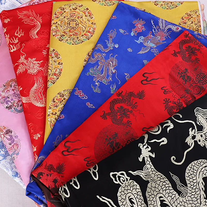 Vintage dragon pattern brocade jacquard garment sewing fabrics diy cheongsam dress designer patchwork Support drop shipping