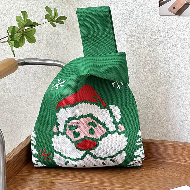 Bolsa de dulces de punto de Navidad, bolso cruzado, bolso de mano, bolsa de regalo