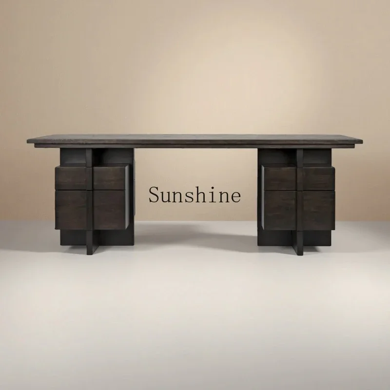 

French retro black old desk home study workbench