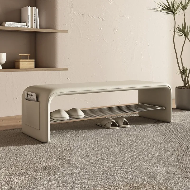 Premium sense door shoe change stool household door can sit wear shoe cabinet light luxury integrated home bedroom bedside bench