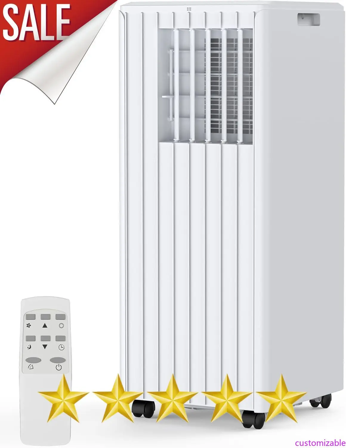 

Customizable 8,000 BTU Portable Air Conditioner, Smart Control, Cools up to 350 Sq. Ft., with Dehumidifier & Fan mode, Easy- to-