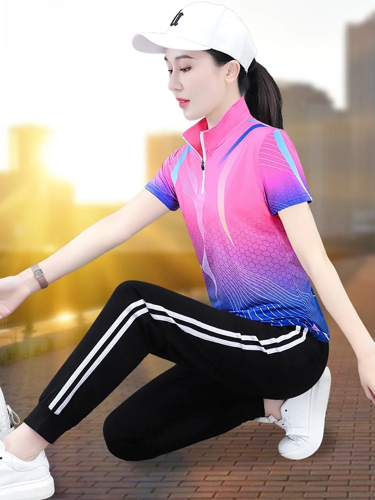 

Спортивный комплект TUCANO Qui Dry для женщин: летний, новый, для активного отдыха, бега, бадминтона, повседневный, из двух предметов, с длинными брюками и шортами.