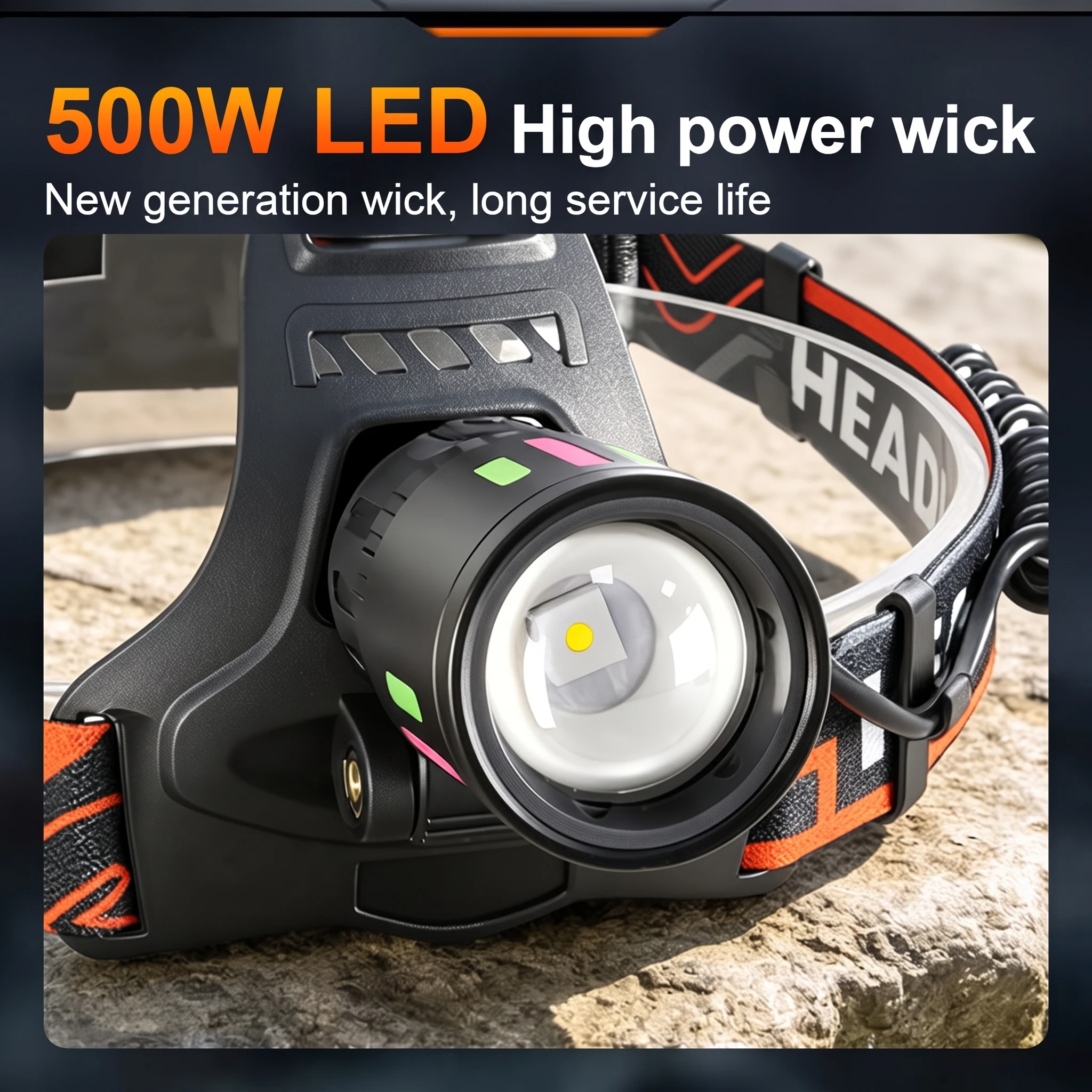 99000000LM LED Headlamp Fluorescent Strip Zoomable Headlight Rechargeable Head Lamp IP65 Waterproof Camping Fishing Hiking Light