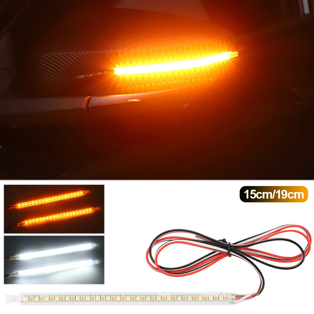 LED Car Rearview Mirror Indicator Lamp DRL Streamer Auto Headlight Strip Turn Signal Flowing Light Source Car Daylight 12V