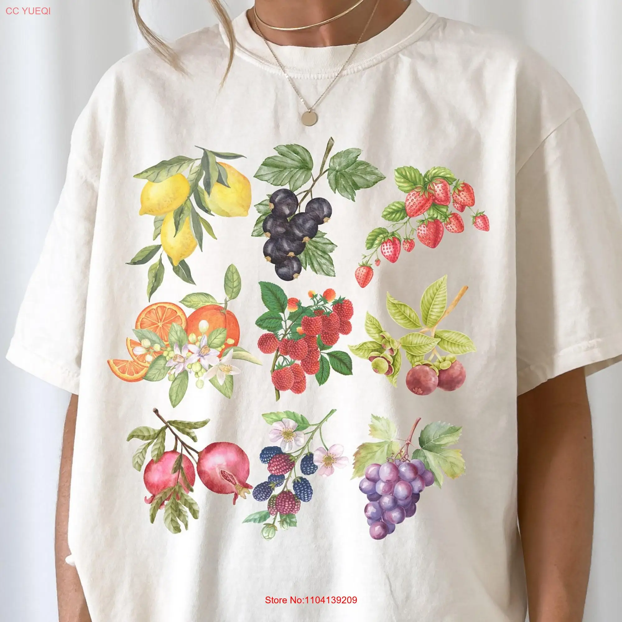 Vintage Fruit T Shirt Retro Pinterest Aesthetic Strawberry Trendy Oversized Pomegranate Summer Clothing Crewneck