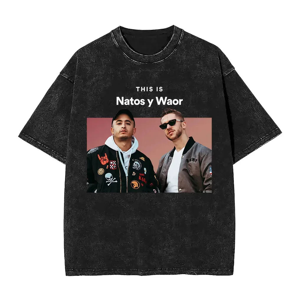 

The Is NATOS WAOR Vintage Washed T-shirt Men Women Hip Hop Fashion Trend Short Sleeve T Shirt Unisex Summer Oversized Streetwear