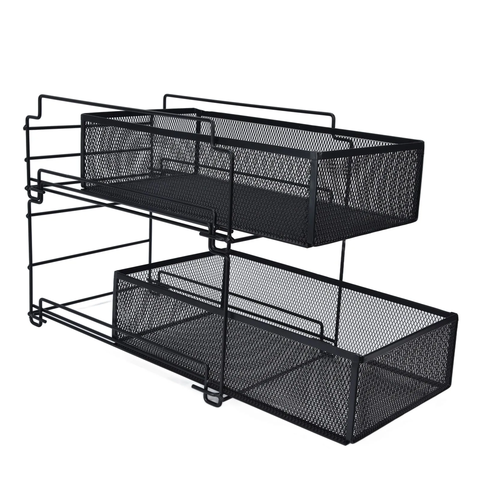 2 Tier Sliding Cabinet Basket Kitchen Organizer Under Sink Drawer Storage Rack With Pull Out Drawers Bathroom Storage Rack