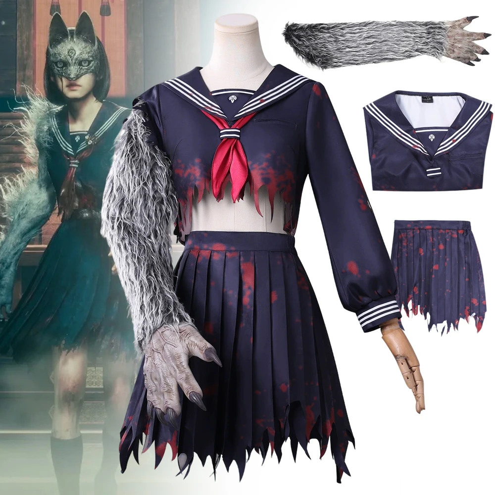 

Игра SILENT HILL F Shimizu Hinako, карнавальный костюм, женская рубашка, юбка, полный комплект, наряд Fox Mutant, униформа моряка, одежда на Хэллоуин