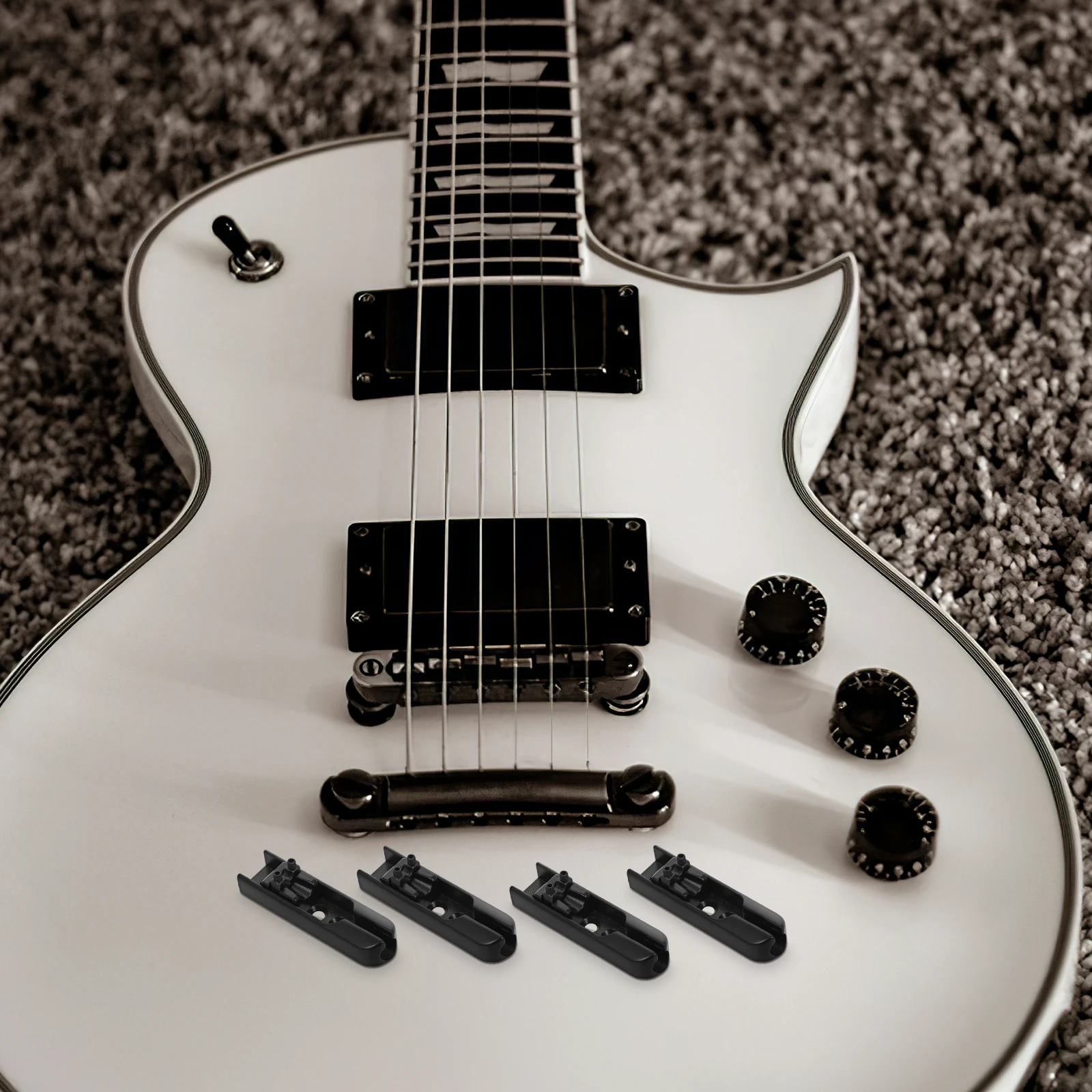 

4Pcs Bass Bridge Electric Guitar Parts Zinc Alloy Split Design Durable Material Sound Quality Compatibility Performance