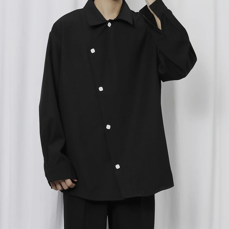 

Men's New Loose Shirt Spring Fashion Fashion Retro National Style Personalized Placket Handsome Loose Long Sleeved Shirt